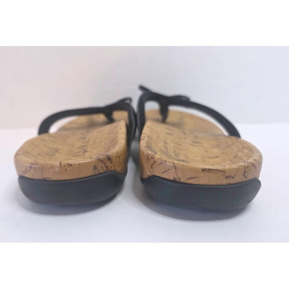 Vionic Cassie Rock Flip Flops Thong Sandals Black Cork Bow Comfort Size 7 - Picture 4 of 8